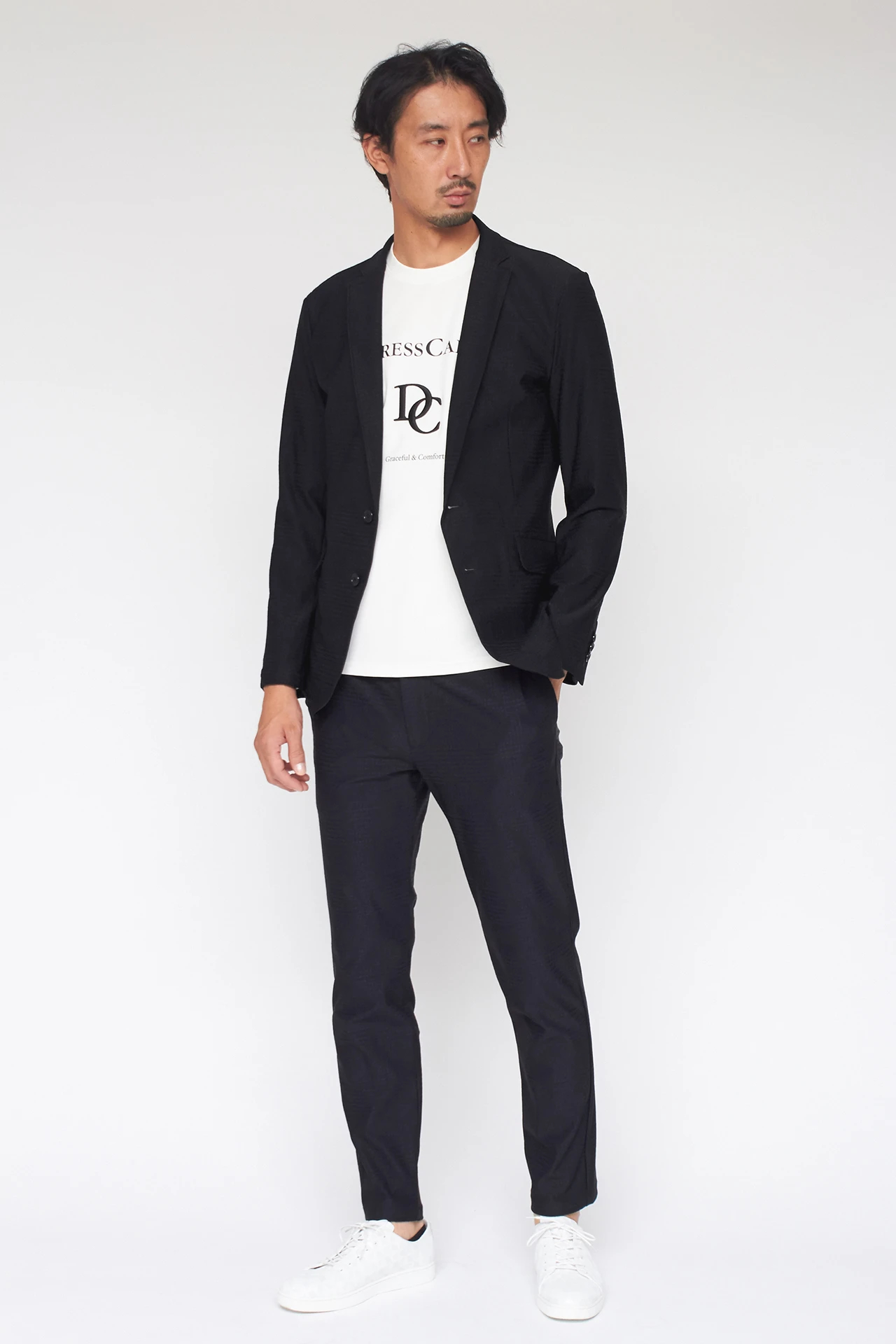 【ネイビー】HIGH STREET∴4WAYグレンチェックジャガードジャケット HIGH STREET∴4WAYグレンチェックジャガードジャケット / HIGH STREET