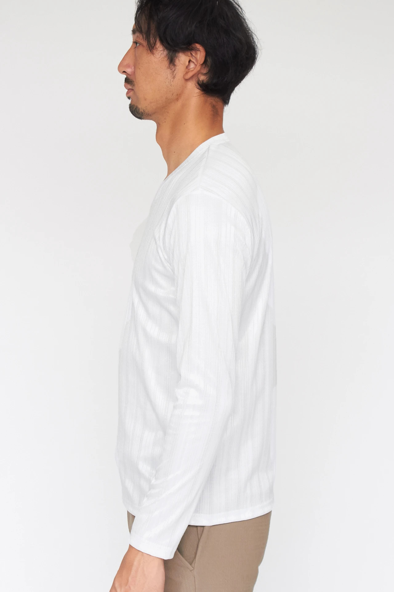 HIGH STREET∴ブライト針抜きテレコVネック長袖Tシャツ / HIGH STREET