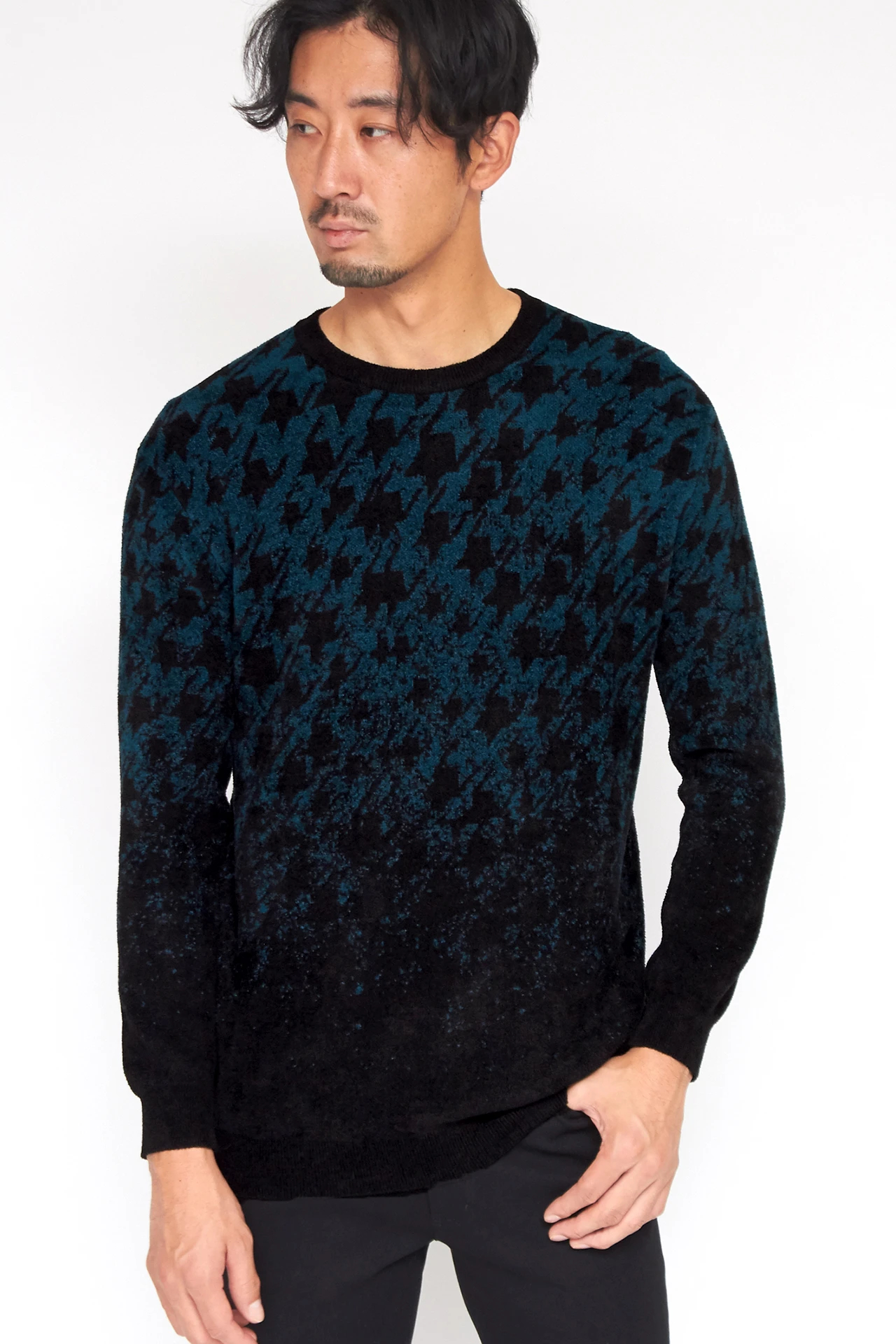 HIGH STREET∴グラデーション千鳥柄モールクルーネックニット / HIGH