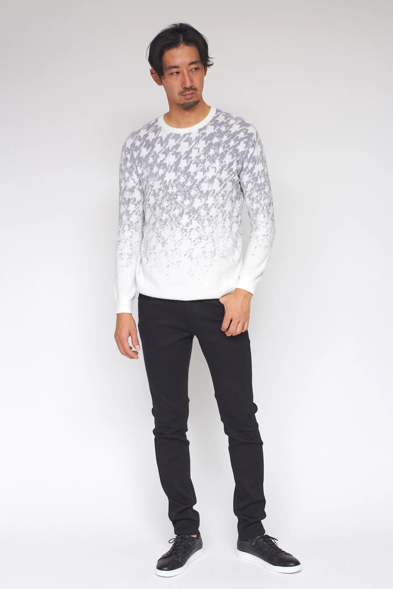 ハイストリート（HIGH STREET）/HIGH STREET∴グラデーション千鳥柄モールクルーネックニット HIGH STREET∴グラデーション千鳥柄モールクルーネックニット / HIGH