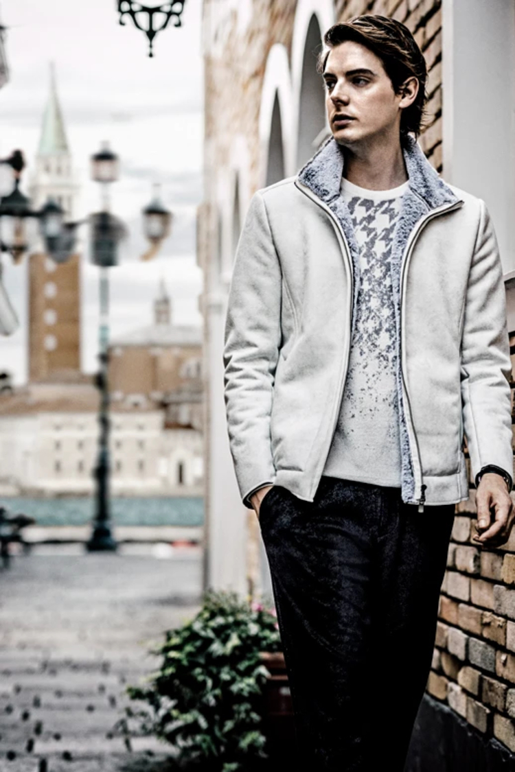 HIGH STREET∴グラデーション千鳥柄モールクルーネックニット / HIGH