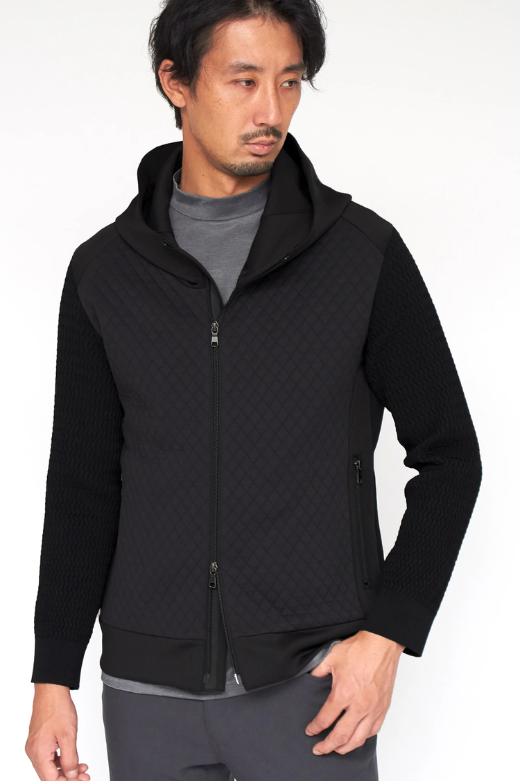 HIGH STREET(ハイストリート) |HIGH STREET∴キルトブリスターニットコンビフーディーブルゾン