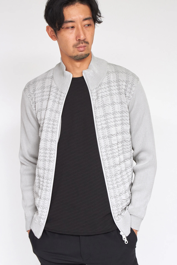 HIGH STREET(ハイストリート) |HIGH STREET∴フクレチェックスタンドZIPニット