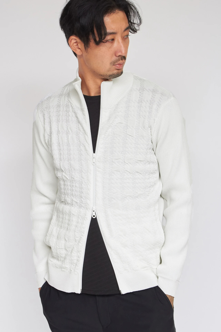 HIGH STREET(ハイストリート) |HIGH STREET∴フクレチェックスタンドZIPニット