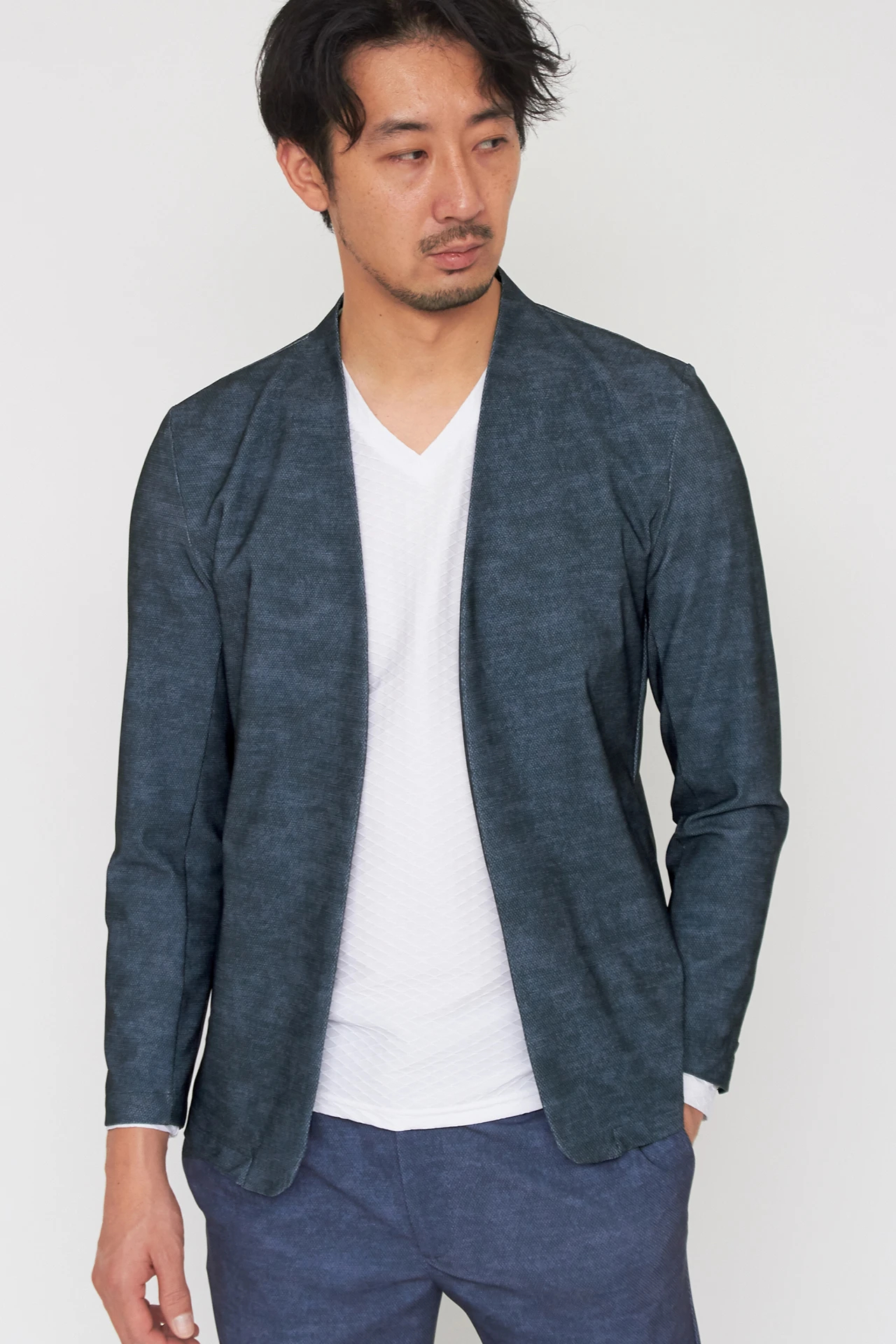 ハイストリート（HIGH STREET）/HIGH STREET∴トリコットメッシュメランジノーカラージャケット HIGH STREET∴トリコットメッシュメランジノーカラージャケット / HIGH