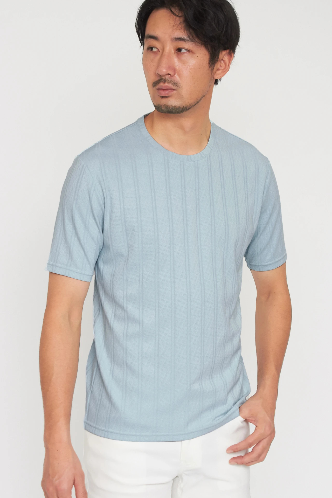 HIGH STREET∴ケーブル柄クルーネック半袖Tシャツ / HIGH STREET