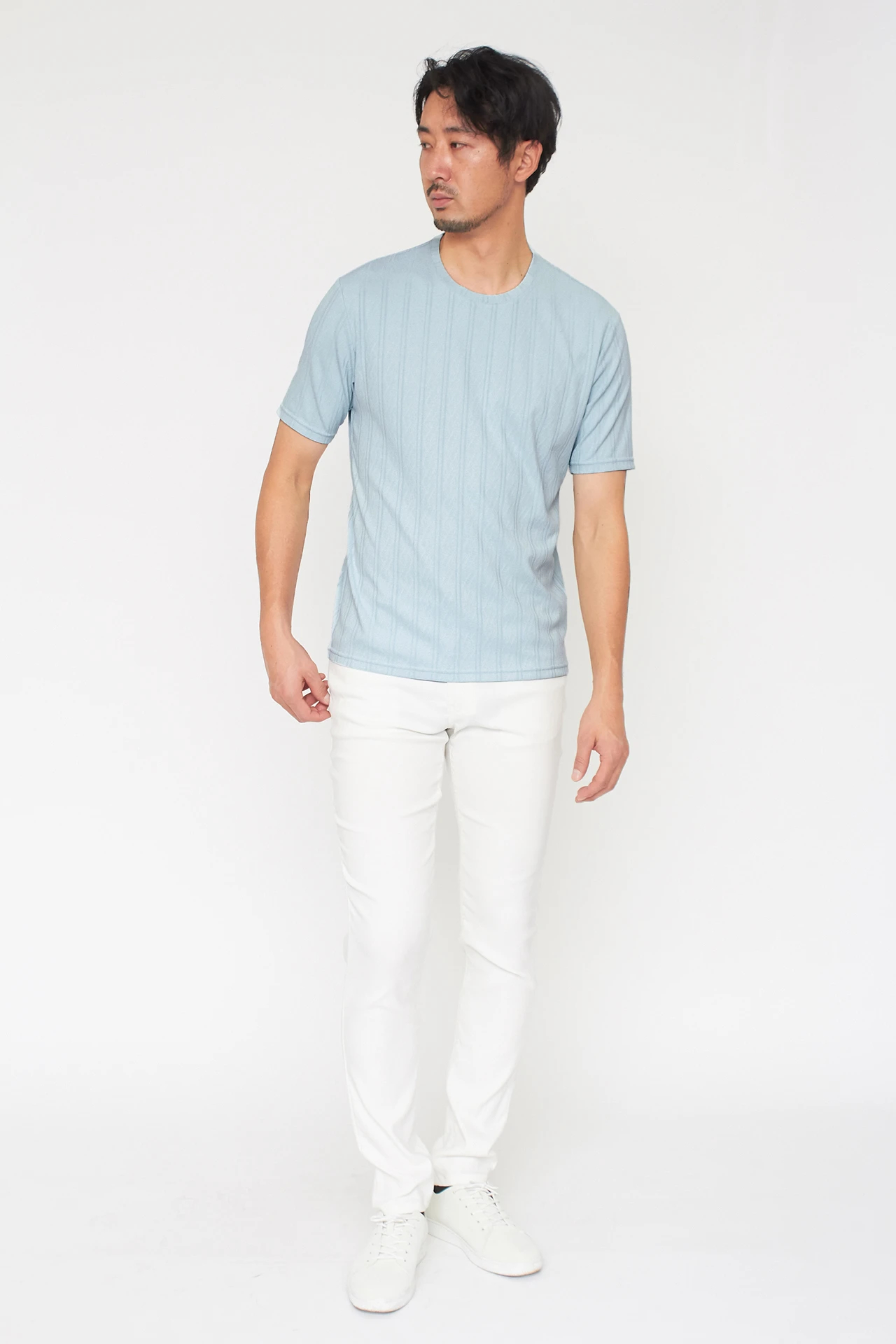 ハイストリート（HIGH STREET）/HIGH STREET∴ケーブル柄クルーネック半袖Ｔシャツ HIGH STREET∴ケーブル柄クルーネック半袖Tシャツ / HIGH STREET