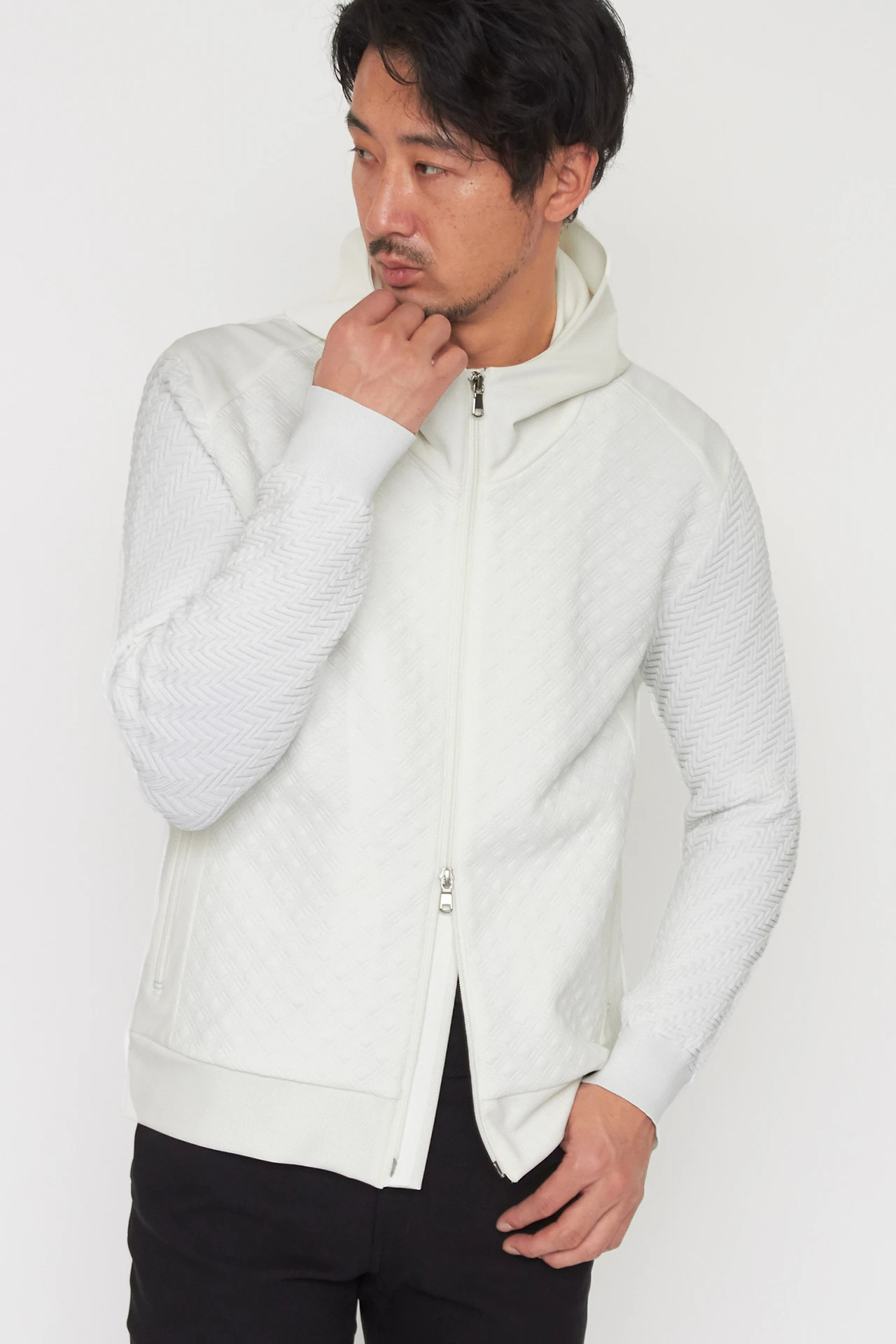 ハイストリート（HIGH STREET）/HIGH STREET∴キルトブリスターニットコンビフーディーブルゾン HIGH STREET∴キルトブリスターニットコンビフーディーブルゾン / HIGH