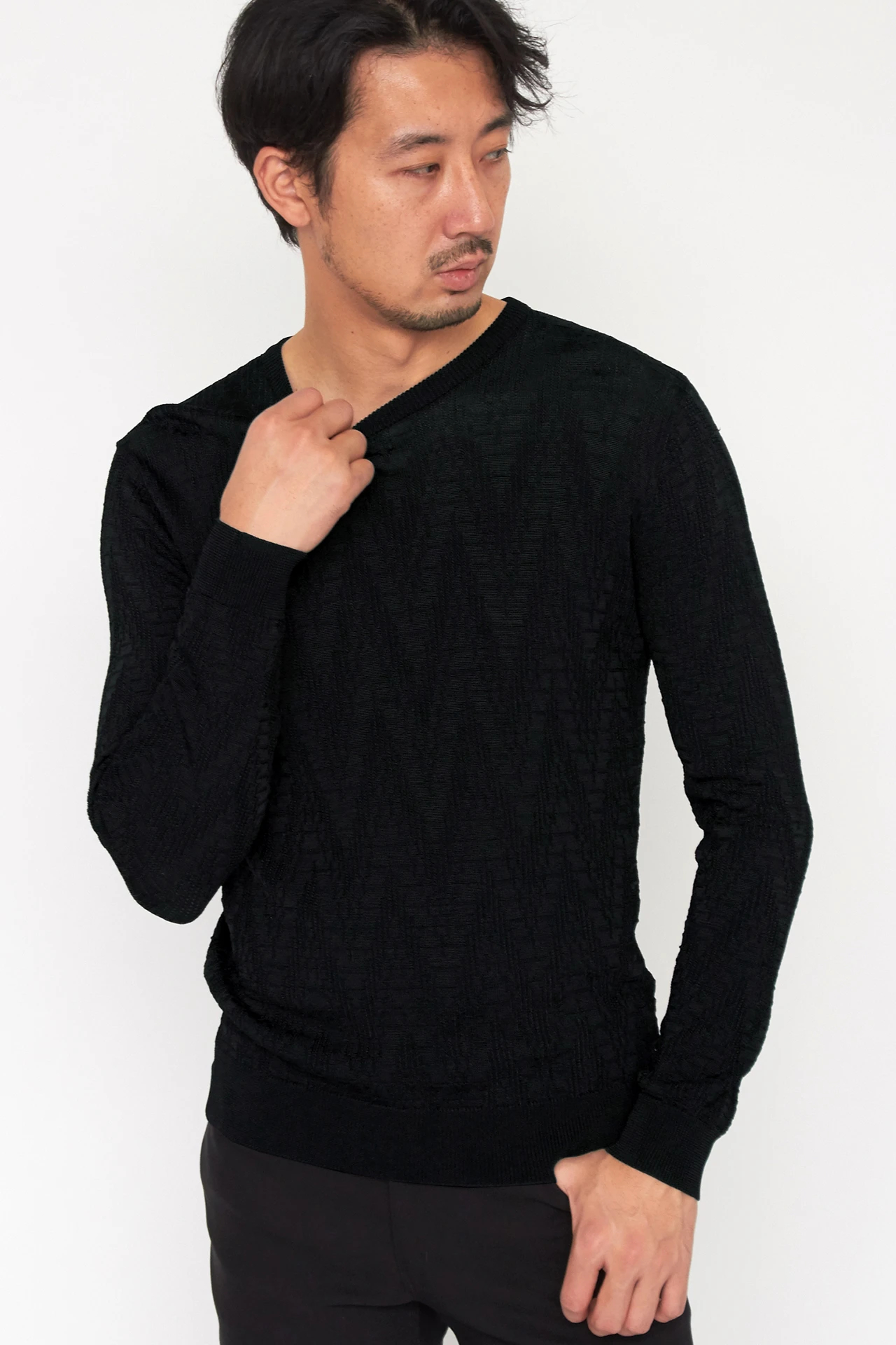 ハイストリート（HIGH STREET）/HIGH STREET∴シェブロンリンクスクルーネックニット 01_001.jpg