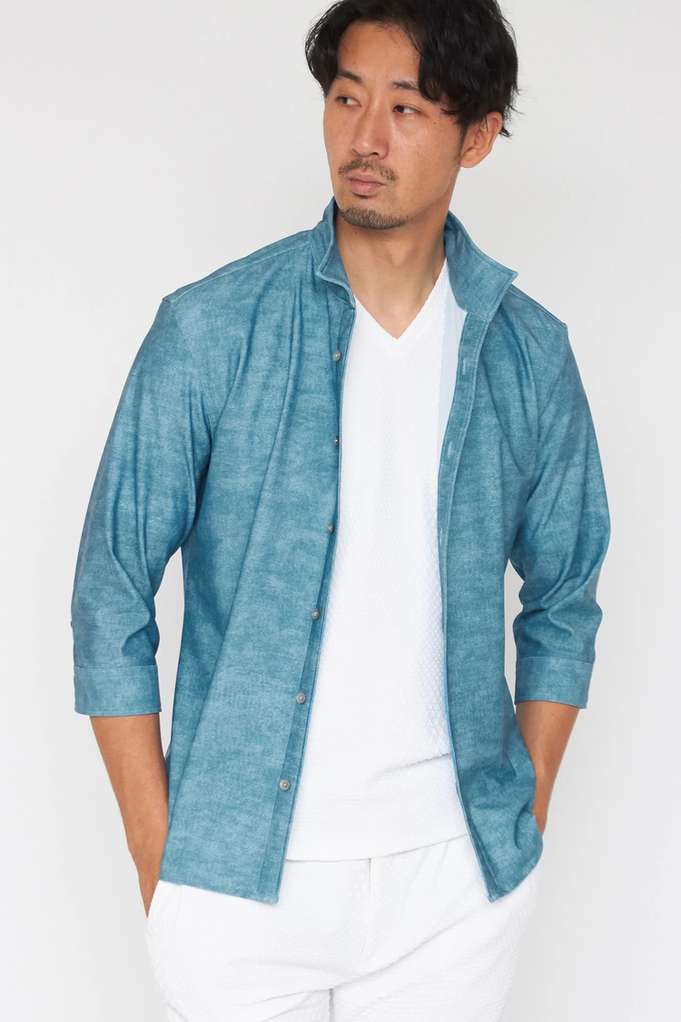 HIGH STREET(ハイストリート) |HIGH STREET∴メランジプリントショートウイング７分袖シャツ