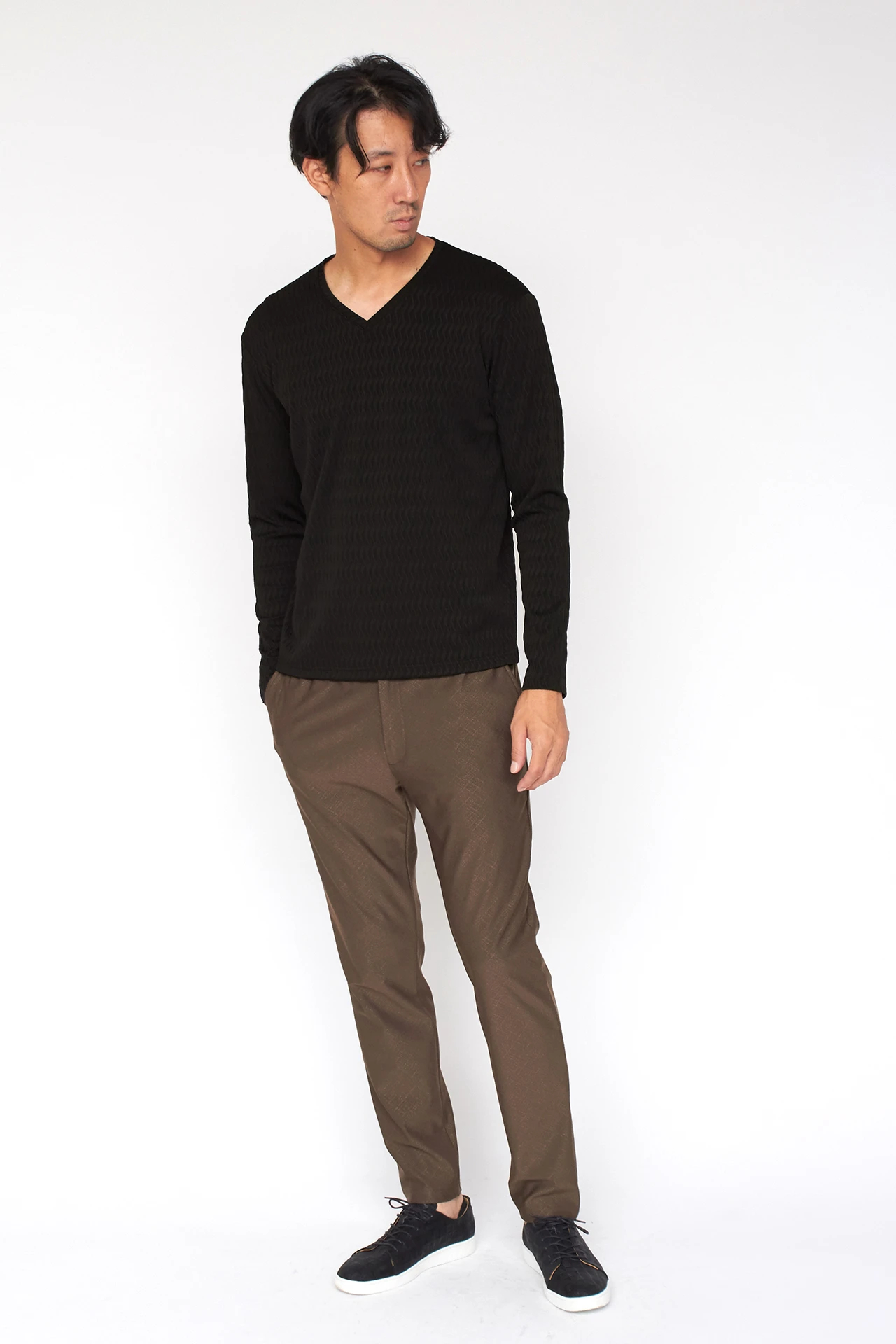 HIGH STREET∴ストライプウェーブ長袖Vネックカットソー HIGH STREET∴ストライプウェーブ長袖Vネックカットソー / HIGH