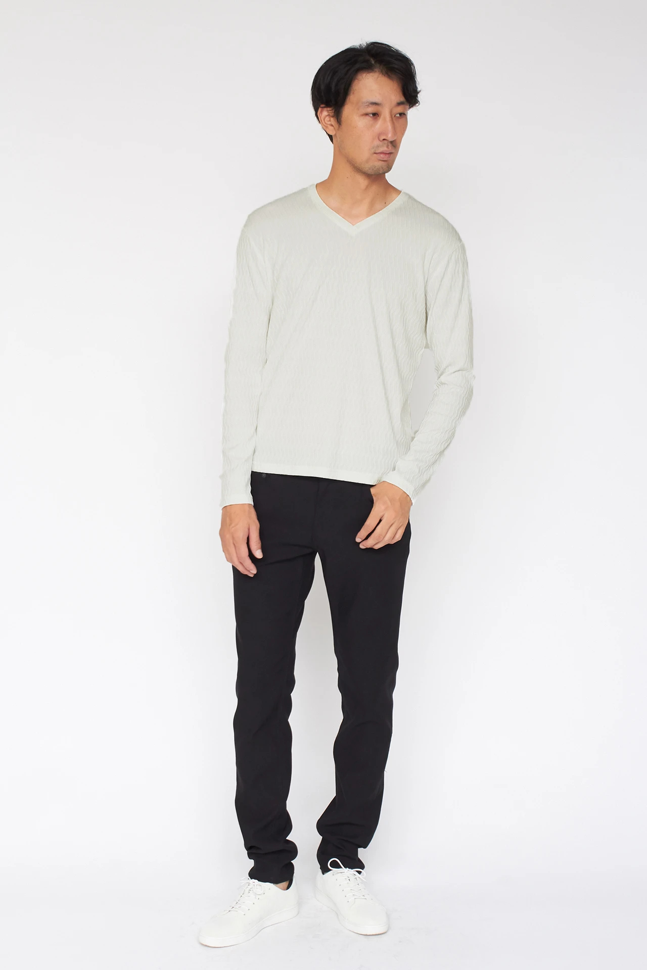 HIGH STREET∴ストライプウェーブ長袖Vネックカットソー HIGH STREET∴ストライプウェーブ長袖Vネックカットソー / HIGH