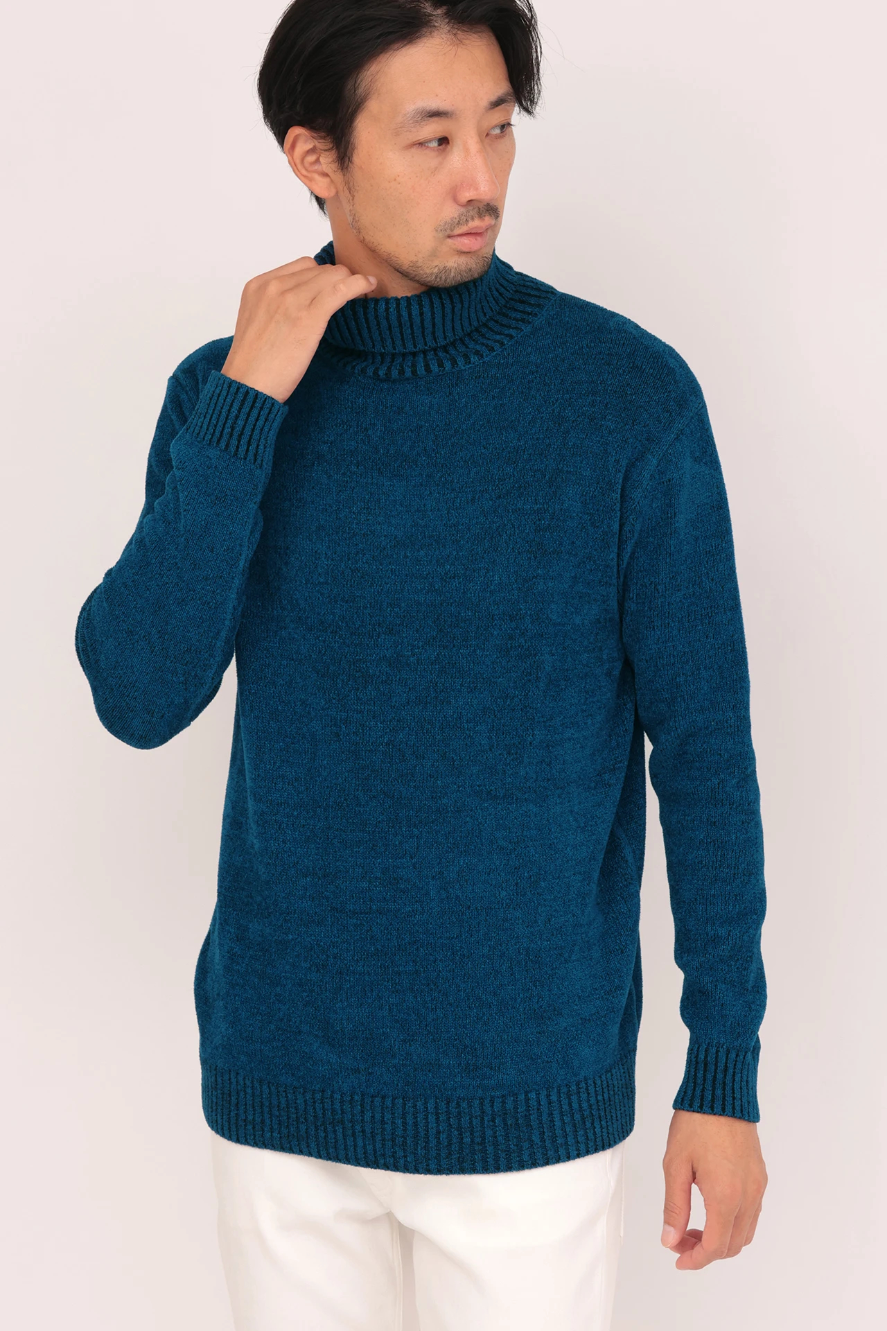 【ホワイト】HIGH STREET∴MIXモールタートルネックニット ハイストリート HIGH STREET HIGH STREET∴MIXモールタートルネック