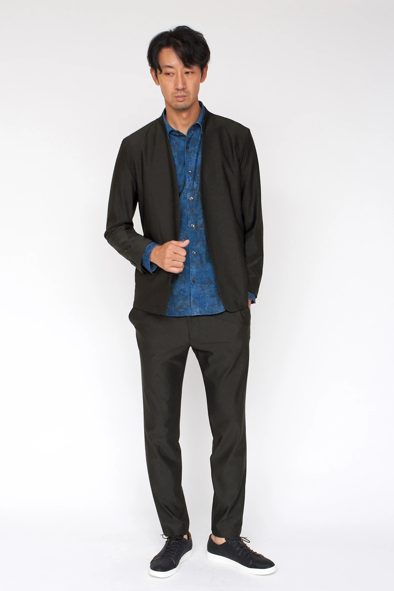 ハイストリート（HIGH STREET）/HIGH STREET∴4WAYバイアスチェックジャガードジャケット HIGH STREET∴4WAYバイアスチェックジャガードノーカラージャケット