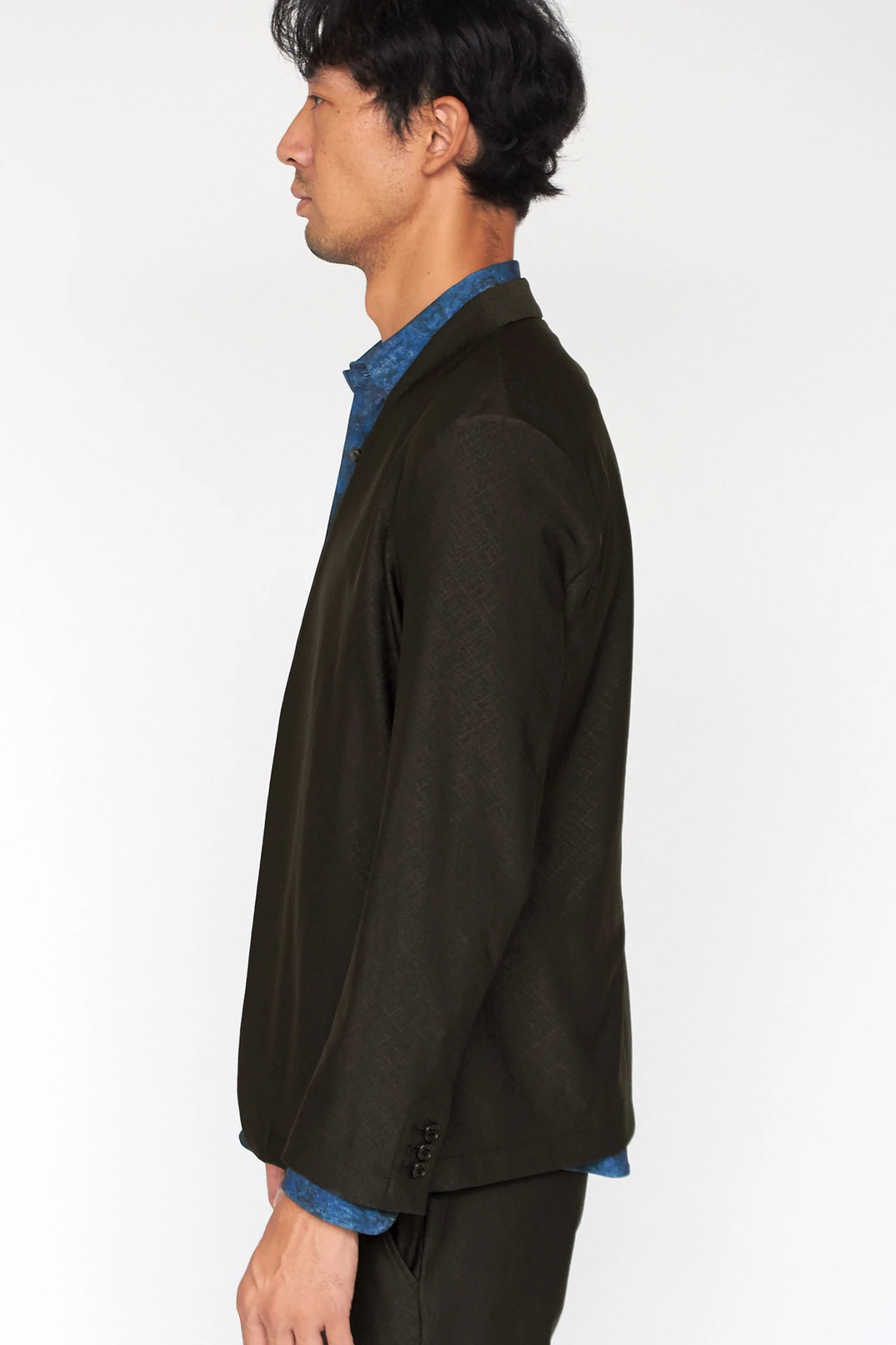 HIGH STREET∴4WAYバイアスチェックジャガードノーカラージャケット