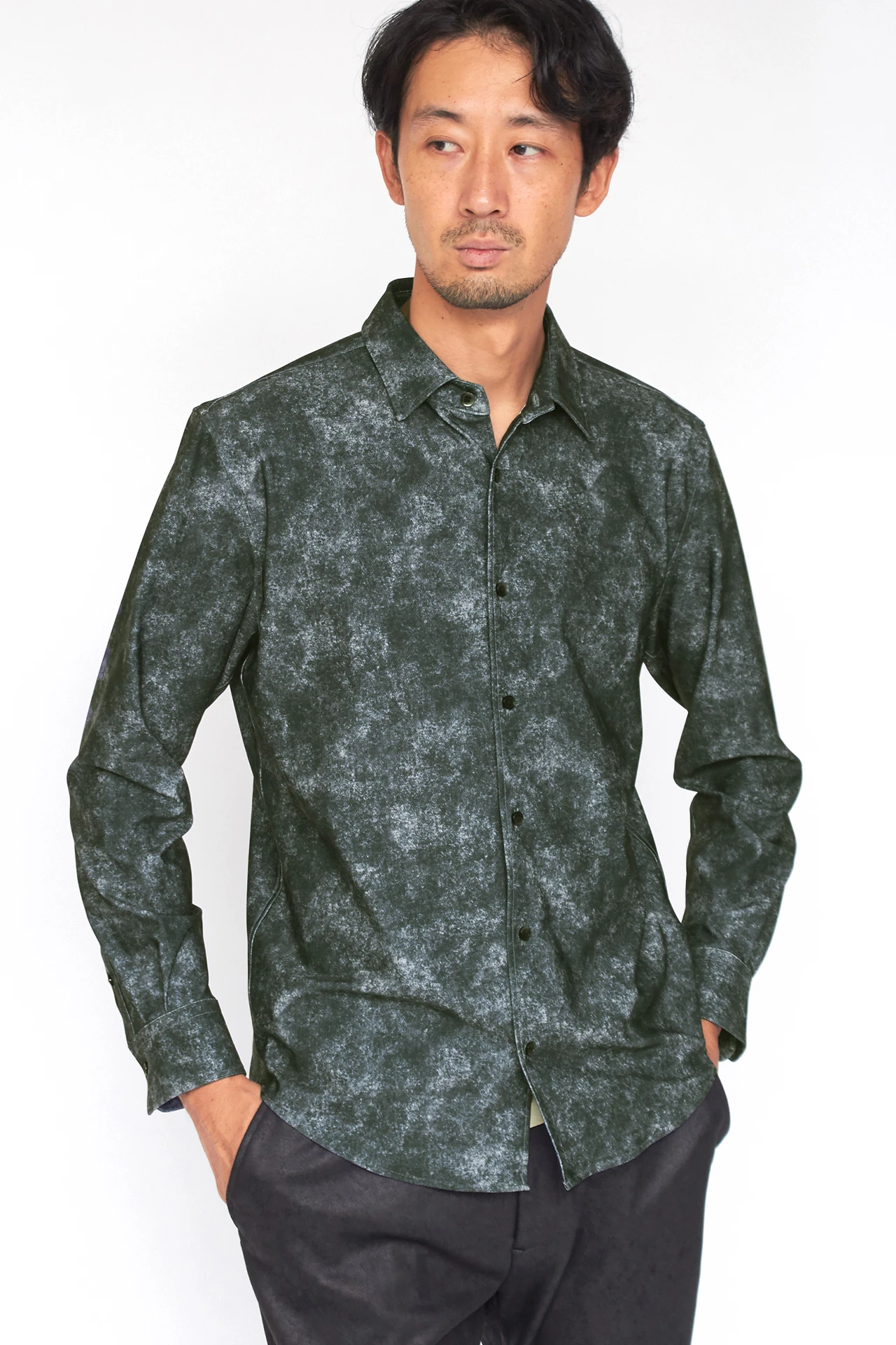 HIGH STREET∴ハイテンションムラデニムプリントシャツ / HIGH STREET