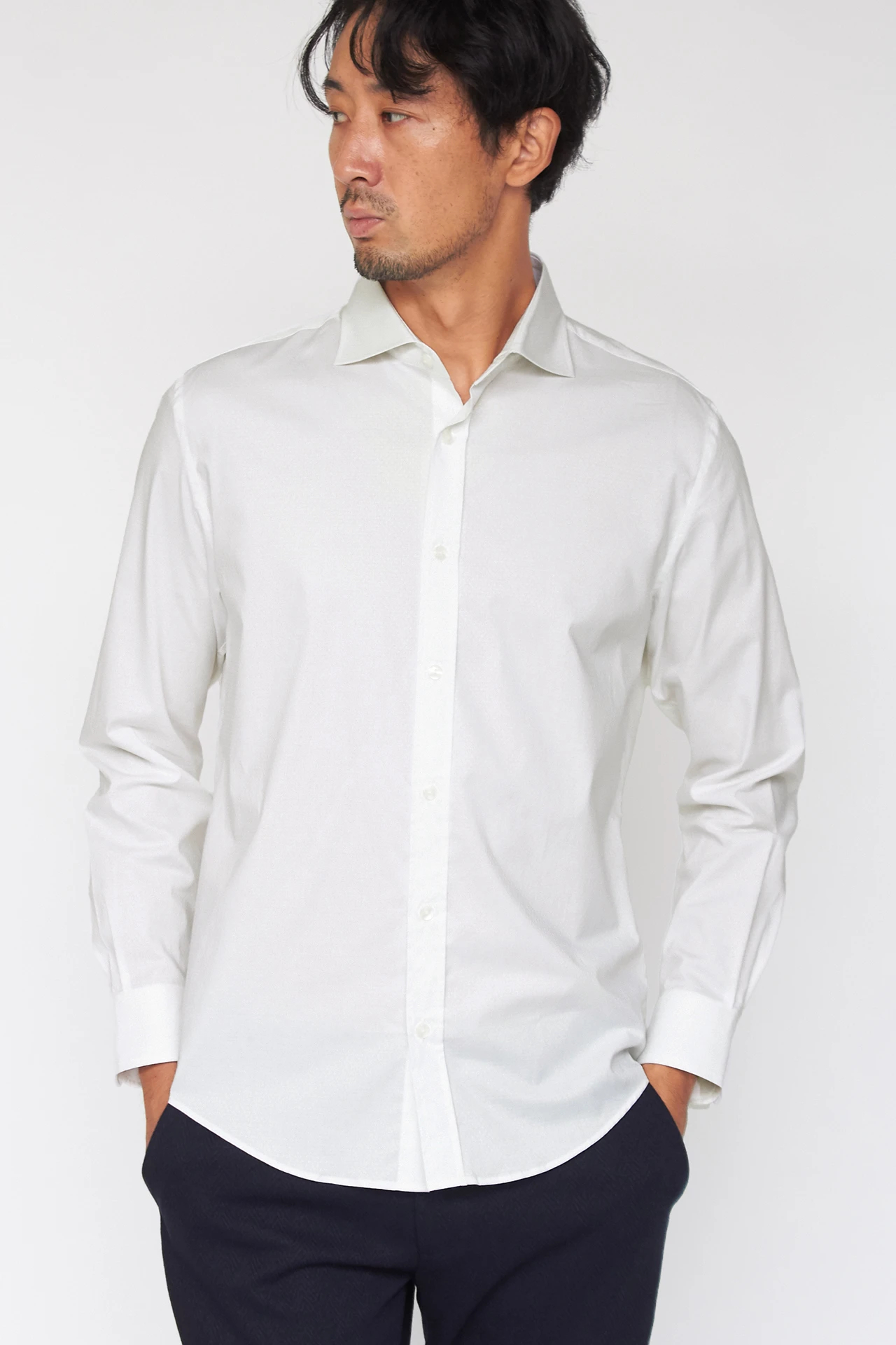 HIGH STREET∴ストレッチダイヤ柄ドビーカッタウェイシャツ / HIGH 