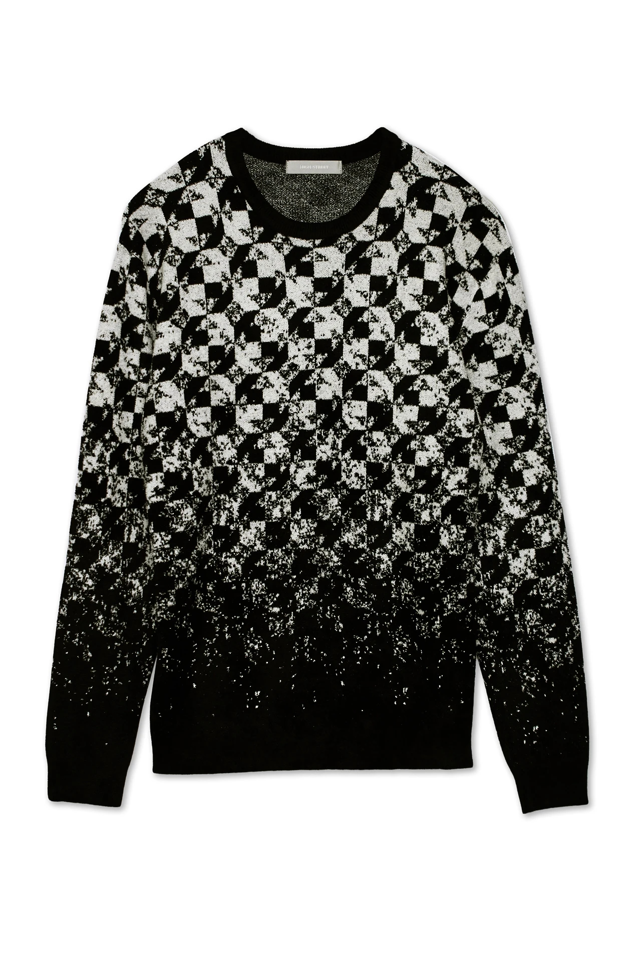 HIGH STREET∴グラデーションキカ柄モールクルーネックニット