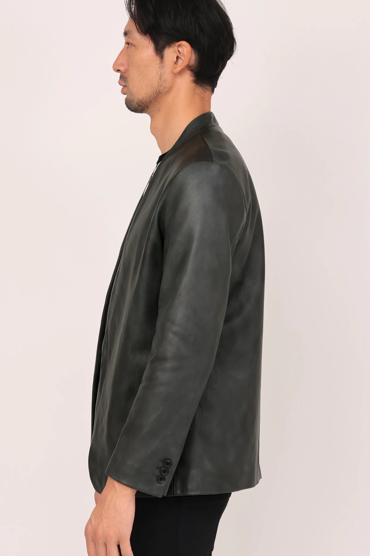 HIGH STREET∴シャドーラムレザーノーカラージャケット / HIGH STREET