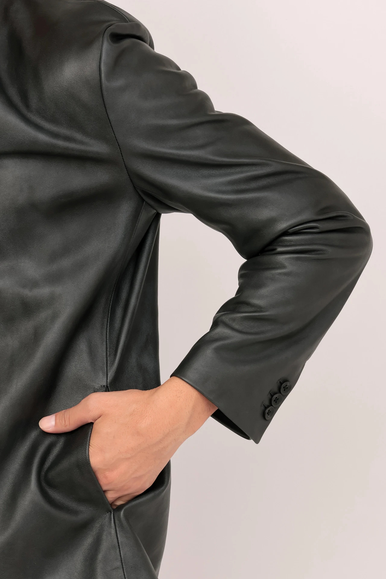 HIGH STREET∴シャドーラムレザーノーカラージャケット / HIGH STREET