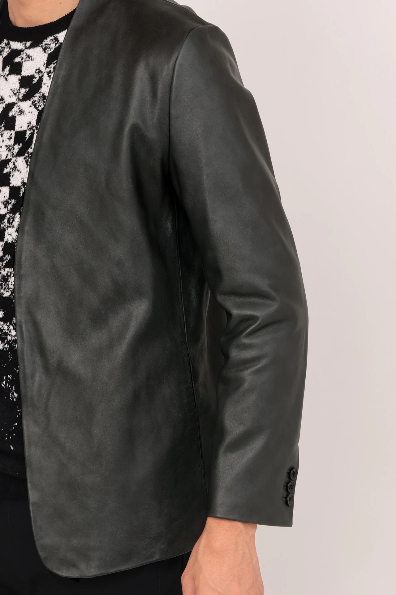 HIGH STREET∴シャドーラムレザーノーカラージャケット / HIGH STREET