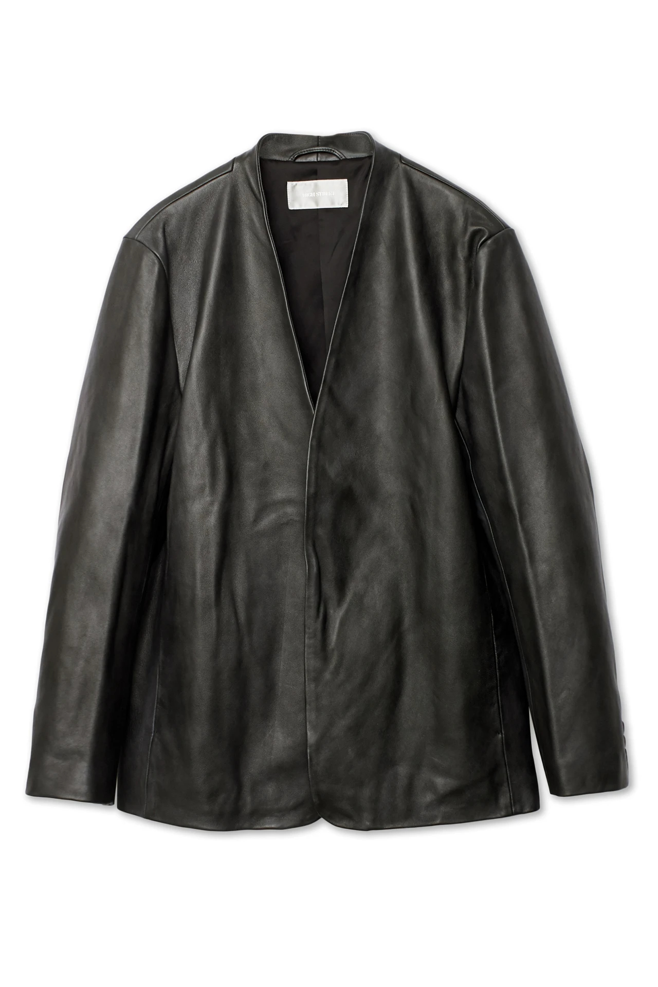 HIGH STREET∴シャドーラムレザーノーカラージャケット / HIGH STREET