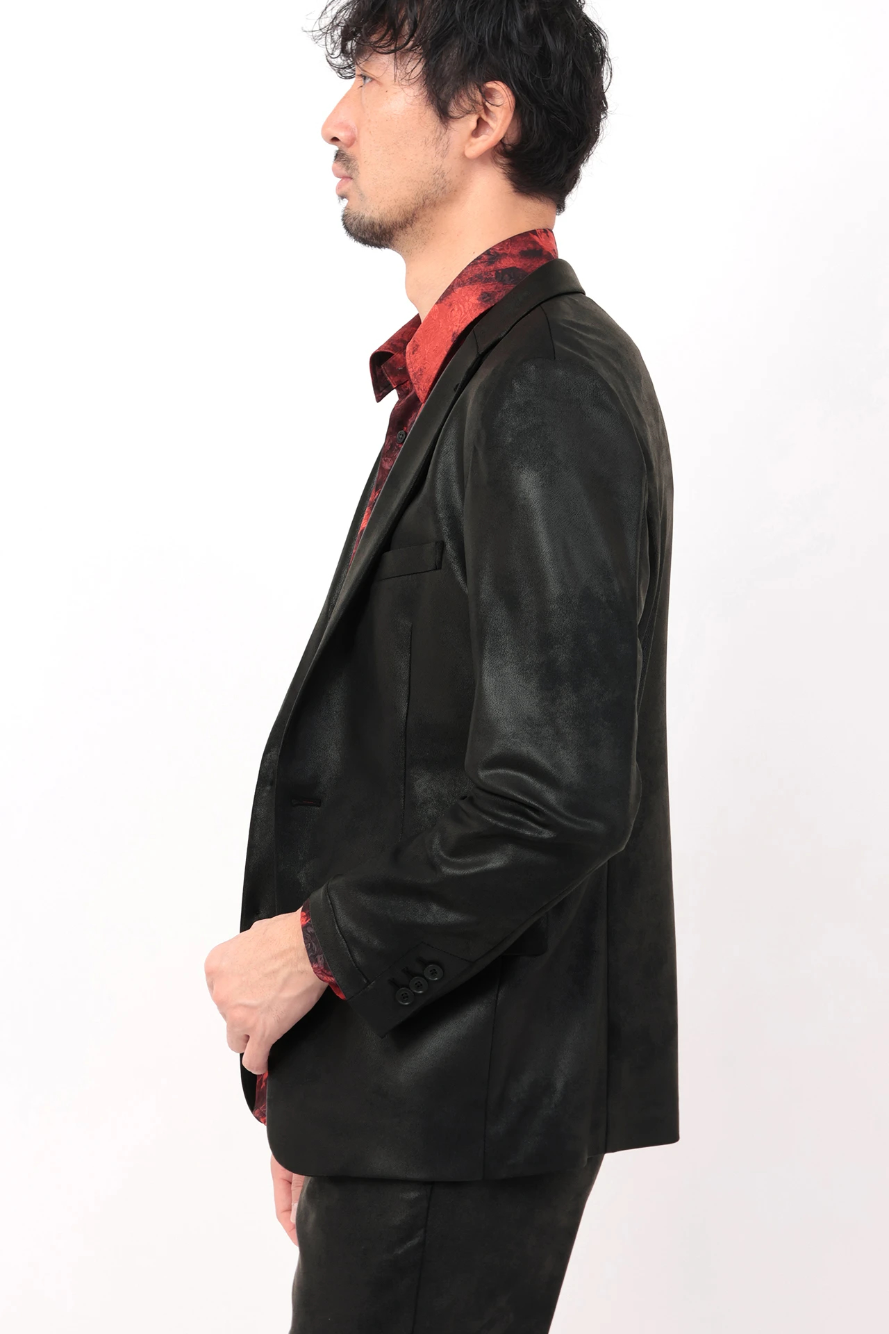 ハイストリート（HIGH STREET）/HIGH STREET∴ストレッチレザー調プリントジャケット HIGH STREET∴ストレッチレザー調プリントジャケット / HIGH STREET