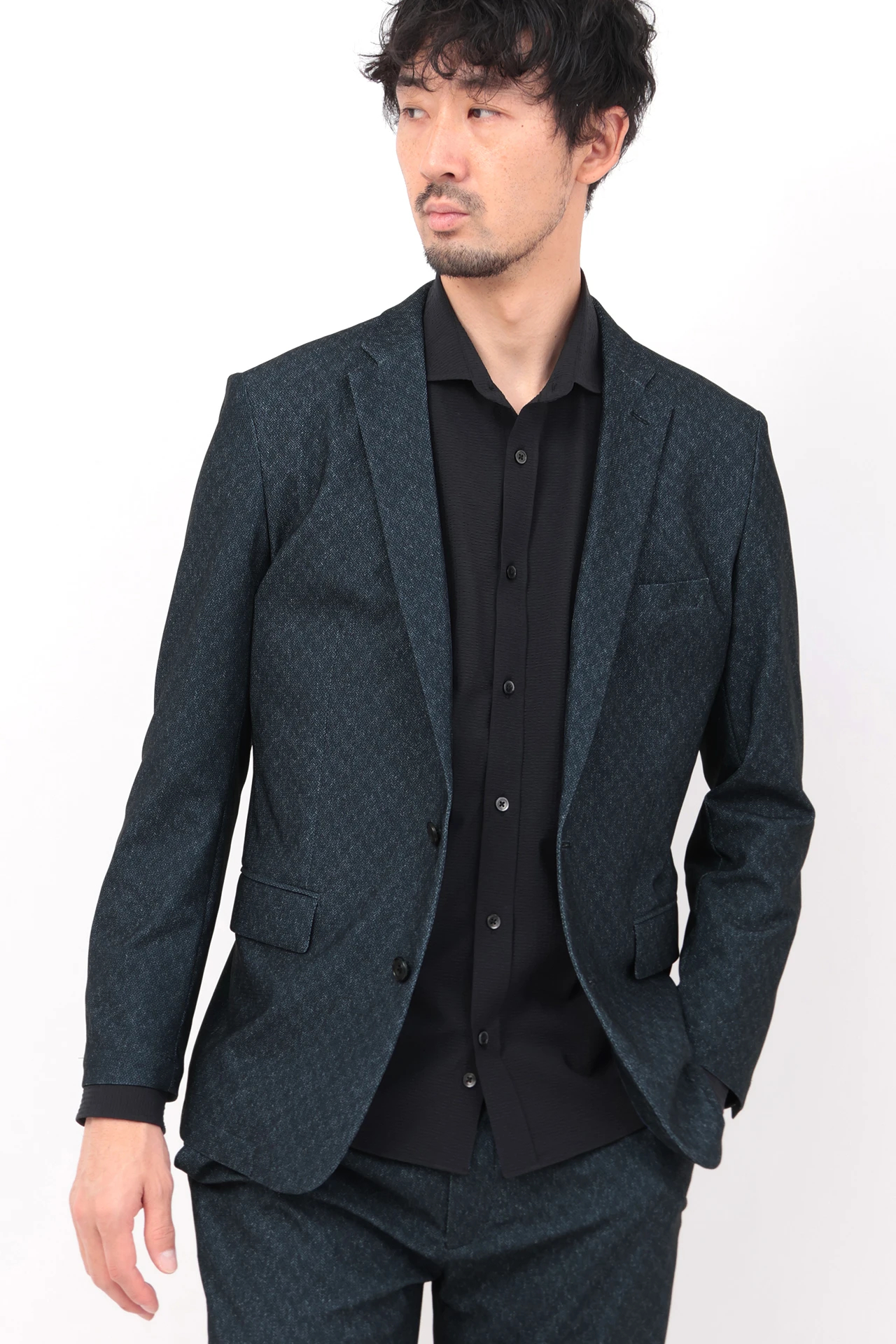 ハンドメイドヘリンボーンジャケットアウター ACTIVE TAILOR】ヘリンボーンニットジャケット｜メンズ