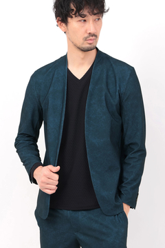 HIGH STREET(ハイストリート) |HIGH STREET∴トリコットメッシュマーブル調プリントノーカラージャケット