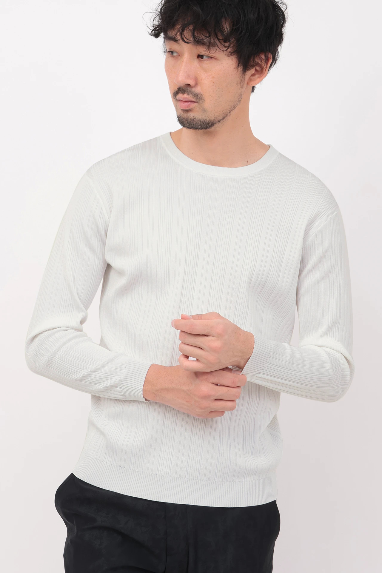 ハイストリート（HIGH STREET）/HIGH STREET∴ブライトランダム針抜き長袖クルーネックニット HIGH STREET∴ブライトランダム針抜き長袖クルーネックニット / HIGH