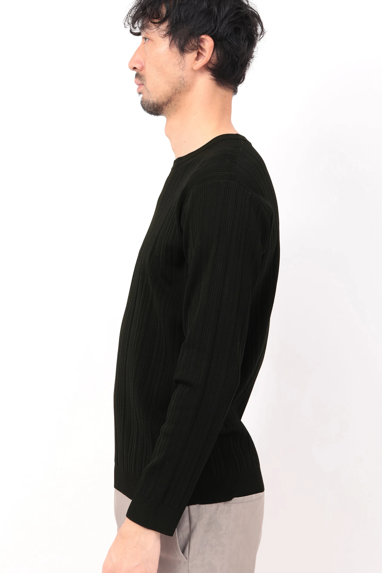 HIGH STREET∴ブライトランダム針抜き長袖クルーネックニット / HIGH