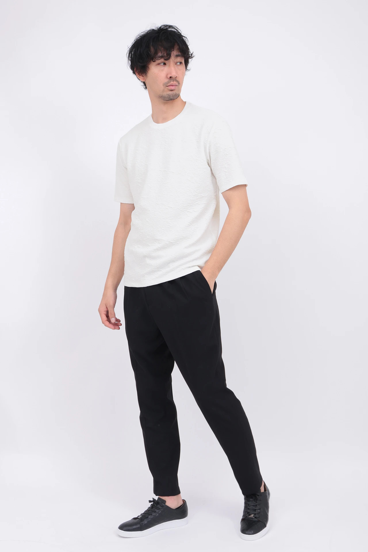 HIGH STREET∴ウォールふくれジャカード半袖クルーネックカットソー