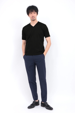 HIGH STREET(ハイストリート) |HIGH STREET∴ABSランダム針抜きテレコ半袖Vネックカットソー