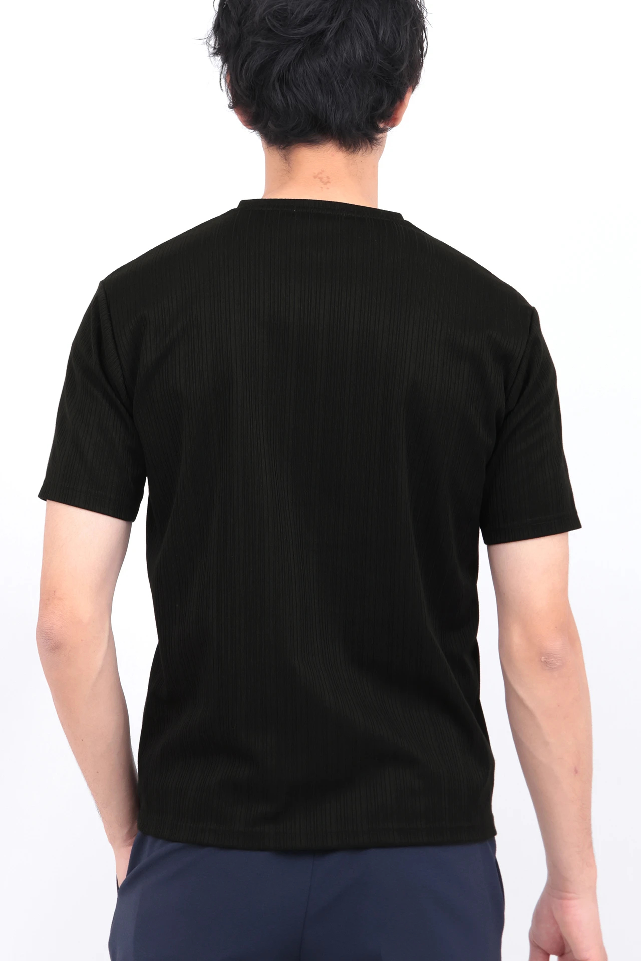 HIGH STREET∴ABSランダム針抜きテレコ半袖Vネックカットソー