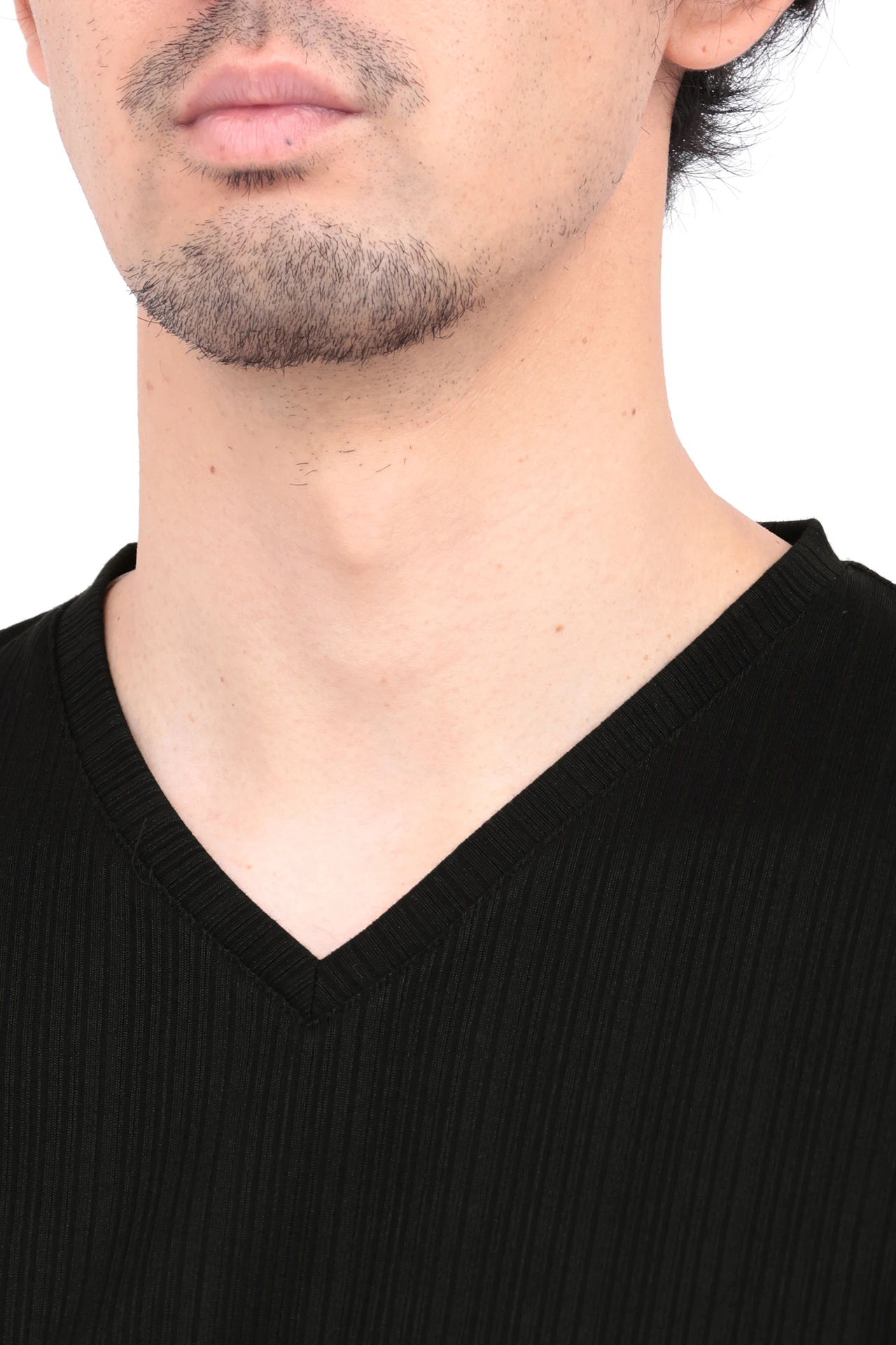 HIGH STREET∴ABSランダム針抜きテレコ半袖Vネックカットソー / HIGH