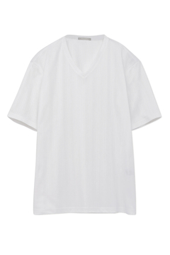 HIGH STREET(ハイストリート) |HIGH STREET∴ABSランダム針抜きテレコ半袖Vネックカットソー