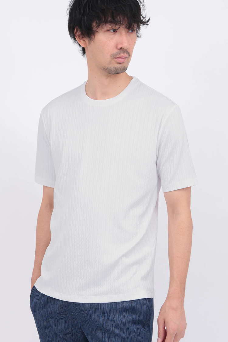 HIGH STREET(ハイストリート) |HIGH STREET∴チェーンストライプクルーネック半袖カットソー