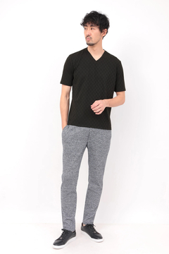 HIGH STREET(ハイストリート) |HIGH STREET∴アラベスク柄ジャカードVネック半袖カットソー