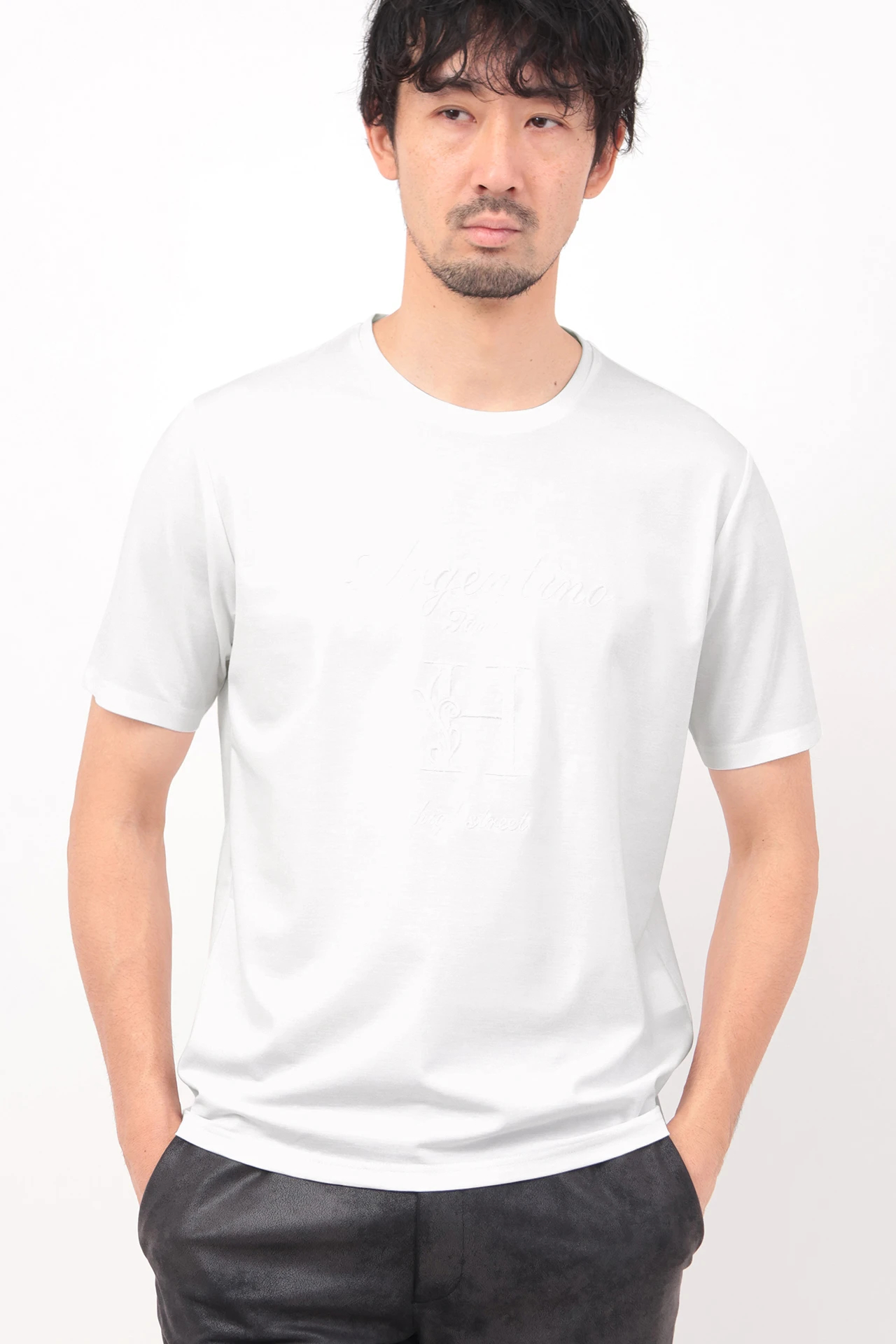 HIGH STREET∴Hロゴエンブロイダリークルーネック半袖Tシャツ / HIGH