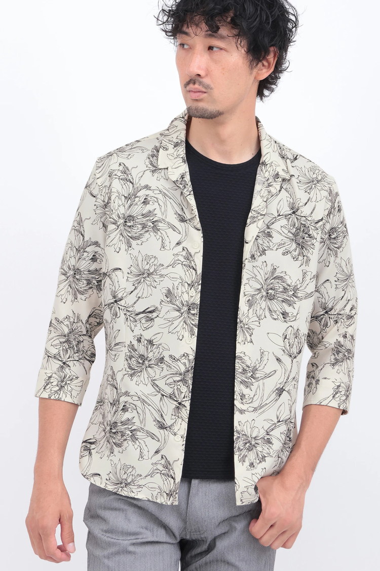 HIGH STREET(ハイストリート) |HIGH STREET∴ラインフラワーショートウイング７分袖シャツ