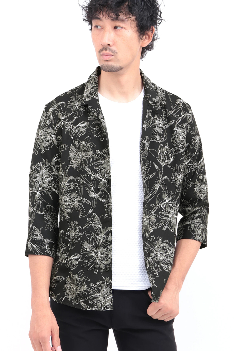 HIGH STREET(ハイストリート) |HIGH STREET∴ラインフラワーショートウイング７分袖シャツ