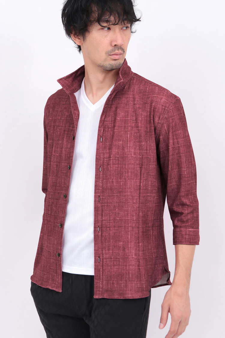 HIGH STREET(ハイストリート) |HIGH STREET∴メランジプリントオブロング７分袖シャツ