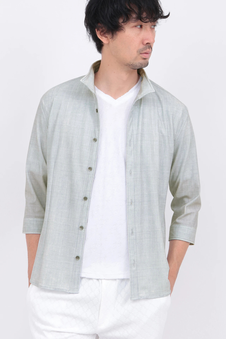 HIGH STREET(ハイストリート) |HIGH STREET∴メランジプリントオブロング７分袖シャツ