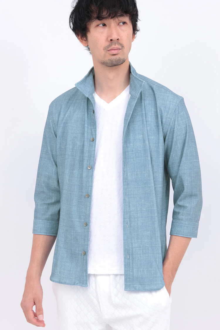 HIGH STREET(ハイストリート) |HIGH STREET∴メランジプリントオブロング７分袖シャツ