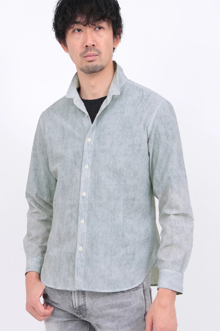 HIGH STREET(ハイストリート) |HIGH STREET∴メランジプリントサッカーショートウイングシャツ