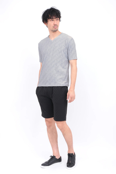 HIGH STREET(ハイストリート) |HIGH STREET∴バイヤス千鳥パイルジャカードVネック半袖カットソー