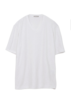 HIGH STREET(ハイストリート) |HIGH STREET∴バイヤス千鳥パイルジャカードVネック半袖カットソー