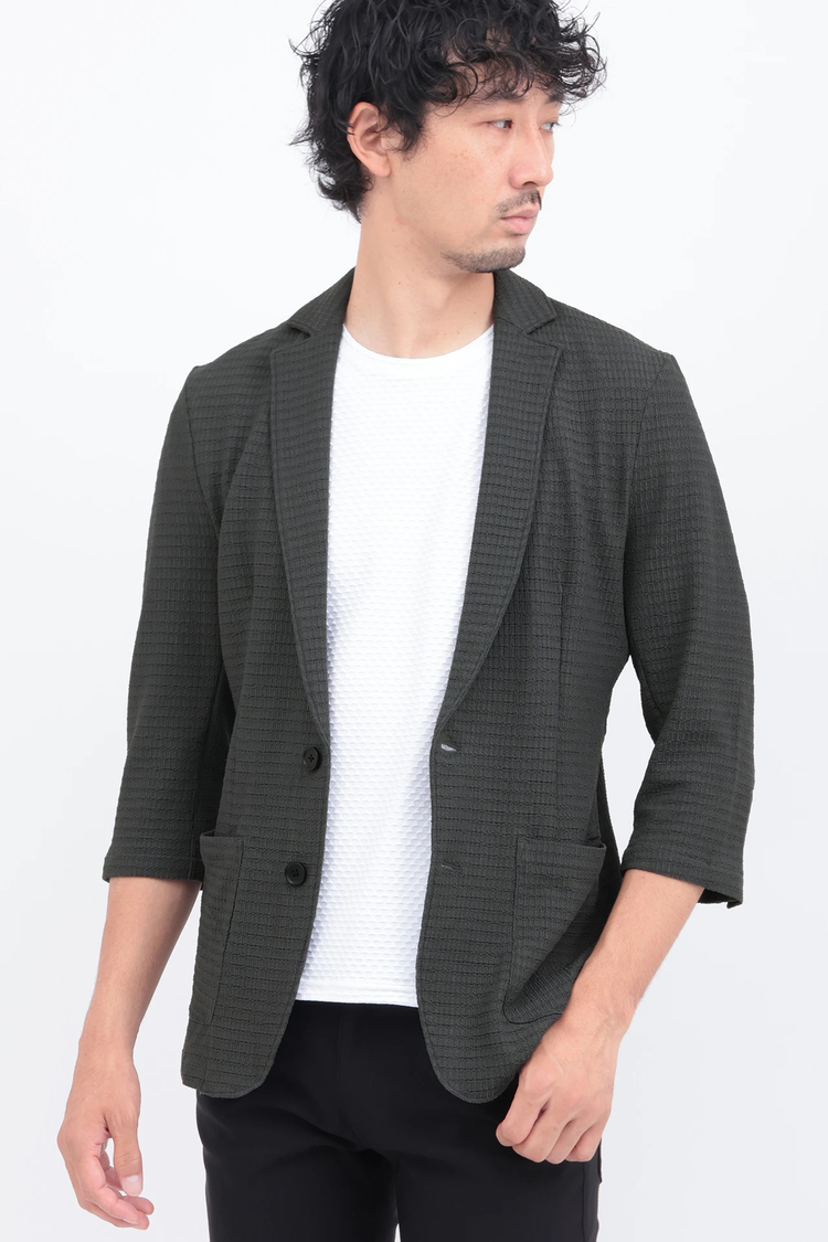 HIGH STREET(ハイストリート) |HIGH STREET∴４WAYエアリーバーク柄リンクス７分袖ジャケット