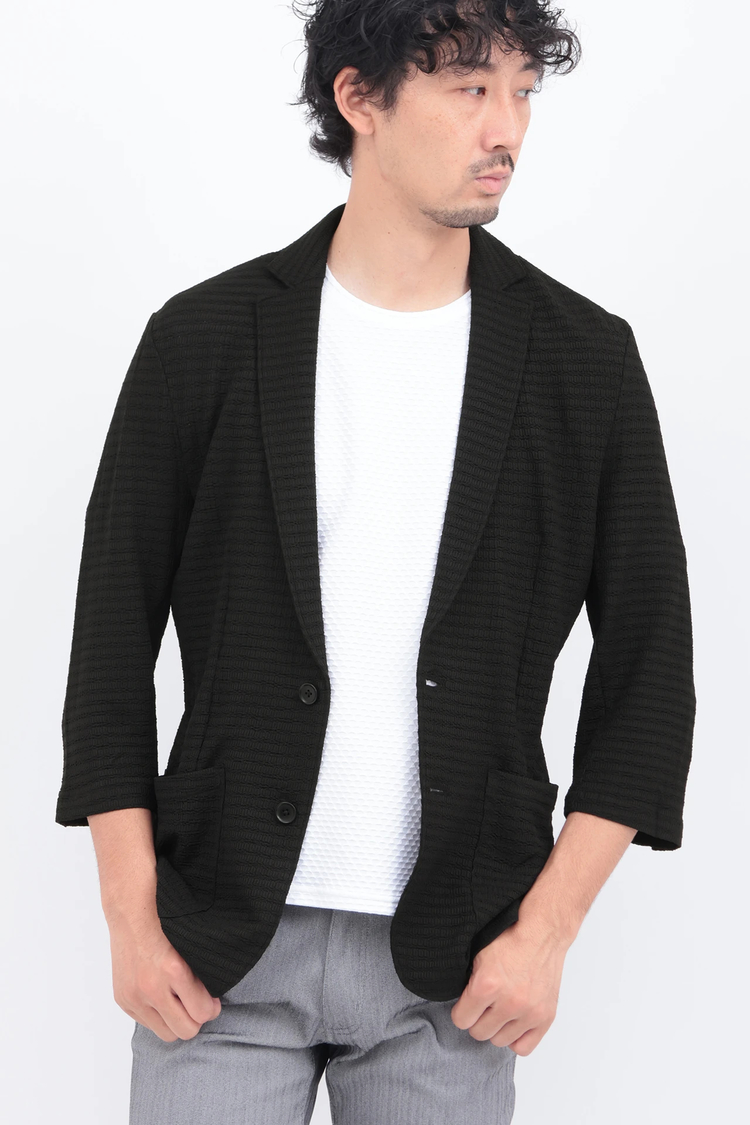 HIGH STREET(ハイストリート) |HIGH STREET∴４WAYエアリーバーク柄リンクス７分袖ジャケット