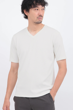 HIGH STREET(ハイストリート) |HIGH STREET∴シルキーリブVネック半袖カットソー